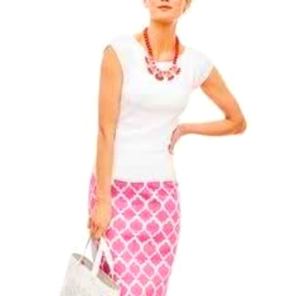 Talbots Moroccan Tile Jacquard Cotton Skirt Size 12 WP New with Tags - Picture 2 of 9